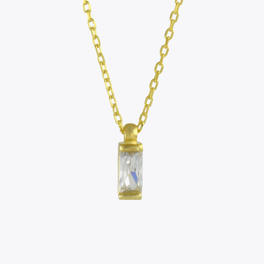 Zilveren ketting met hanger baguette