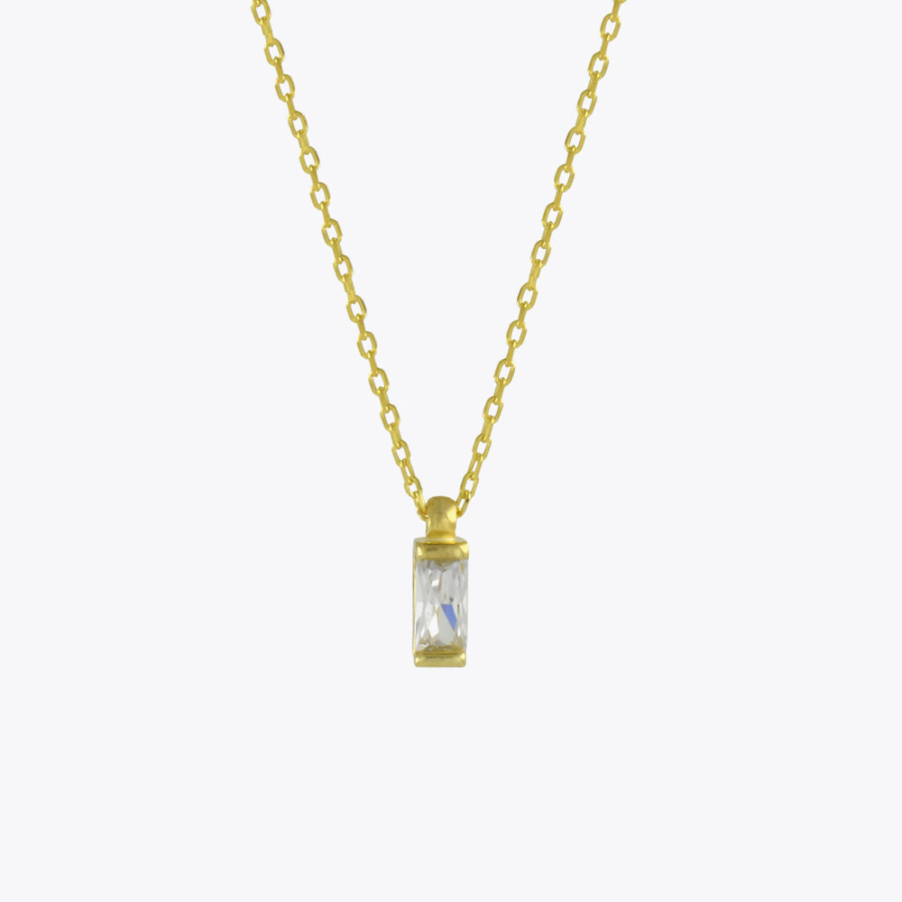 Zilveren ketting met hanger baguette