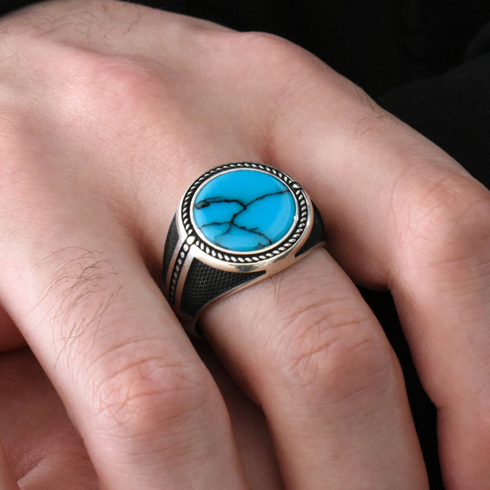 925 Zilveren Heren Ring Met Turquoise Steen
