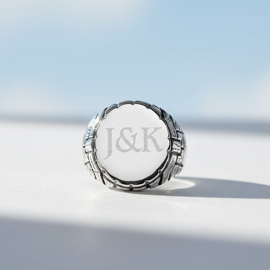 Monogram Herenring van 925 Zilver