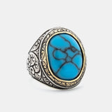 925 Zilveren Heren Ring Met Turquoise Steen LMR374