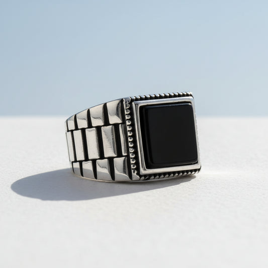 Zilveren zegelring onyx heren LMR501