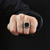 Zilveren Heren Ring Met Zwarte Steen