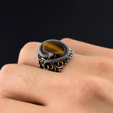 Slang ring - 925 sterling zilver met tijgeroog