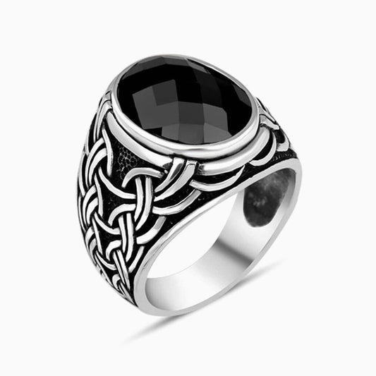 925 Silver Men's Ring With Onyx Stone ORT2106