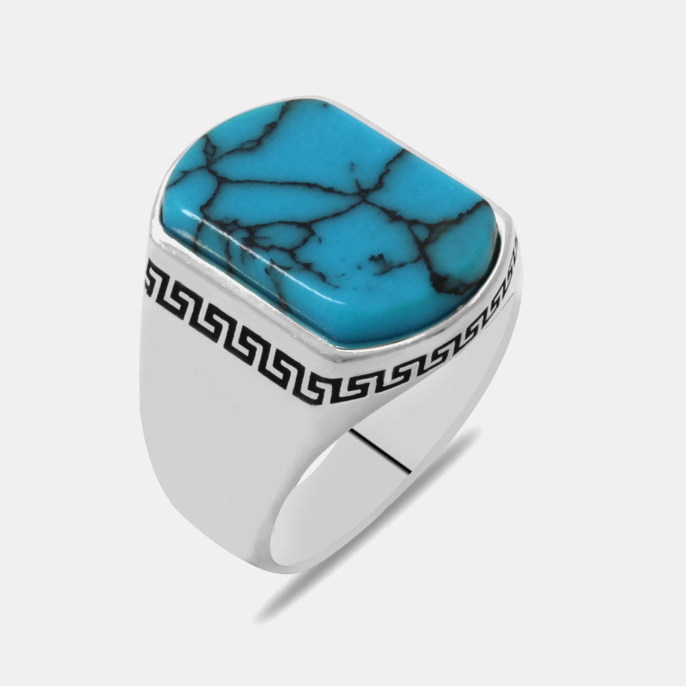 Turquoise Steen Zegelring ORTBL159