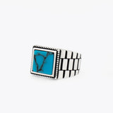 925 Zilveren Heren Ring Met Turquoise Steen ORTBL191