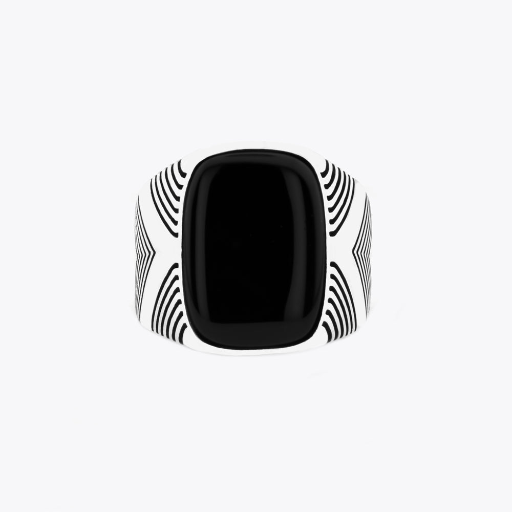 Zilveren Heren Ring Met Zwarte Steen
